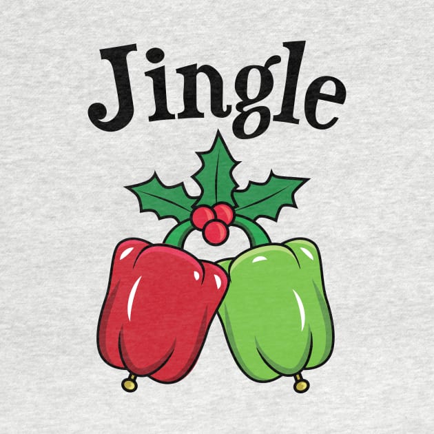 Jingle Bell Peppers Cute Christmas Vegetable Pun by mindeverykind